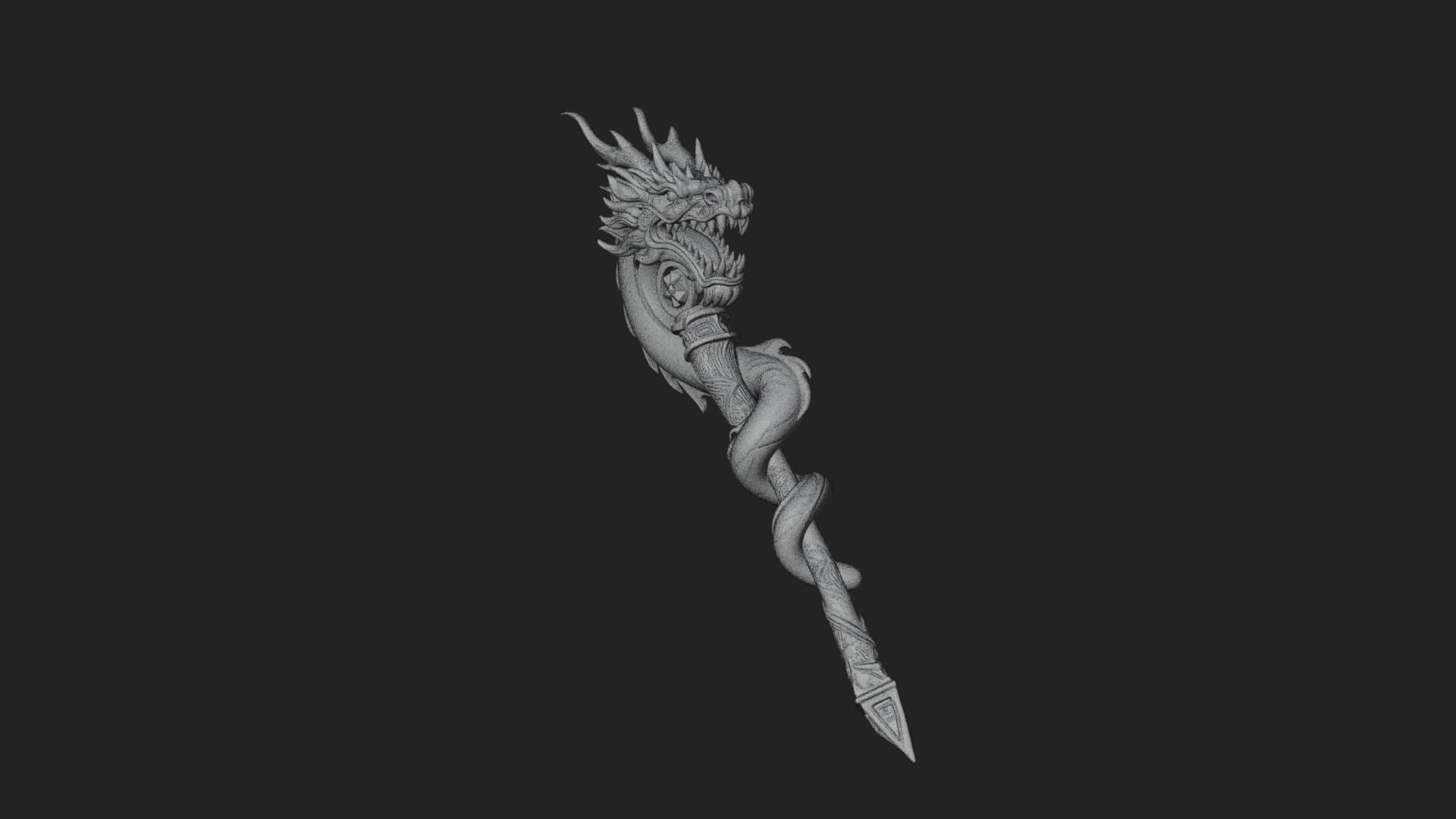 Dragon Head Serpent Staff Model Design 1 3D Print Model 3D Model