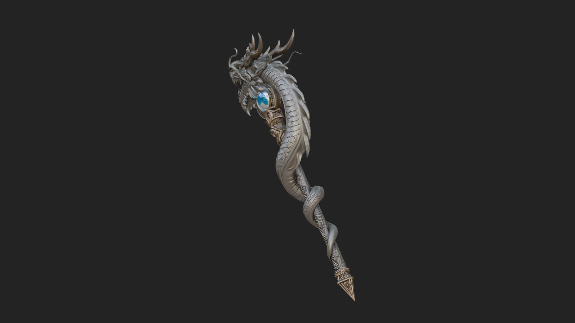 Dragon Head Serpent Staff Model Design 2 3D Print Model 3D Model