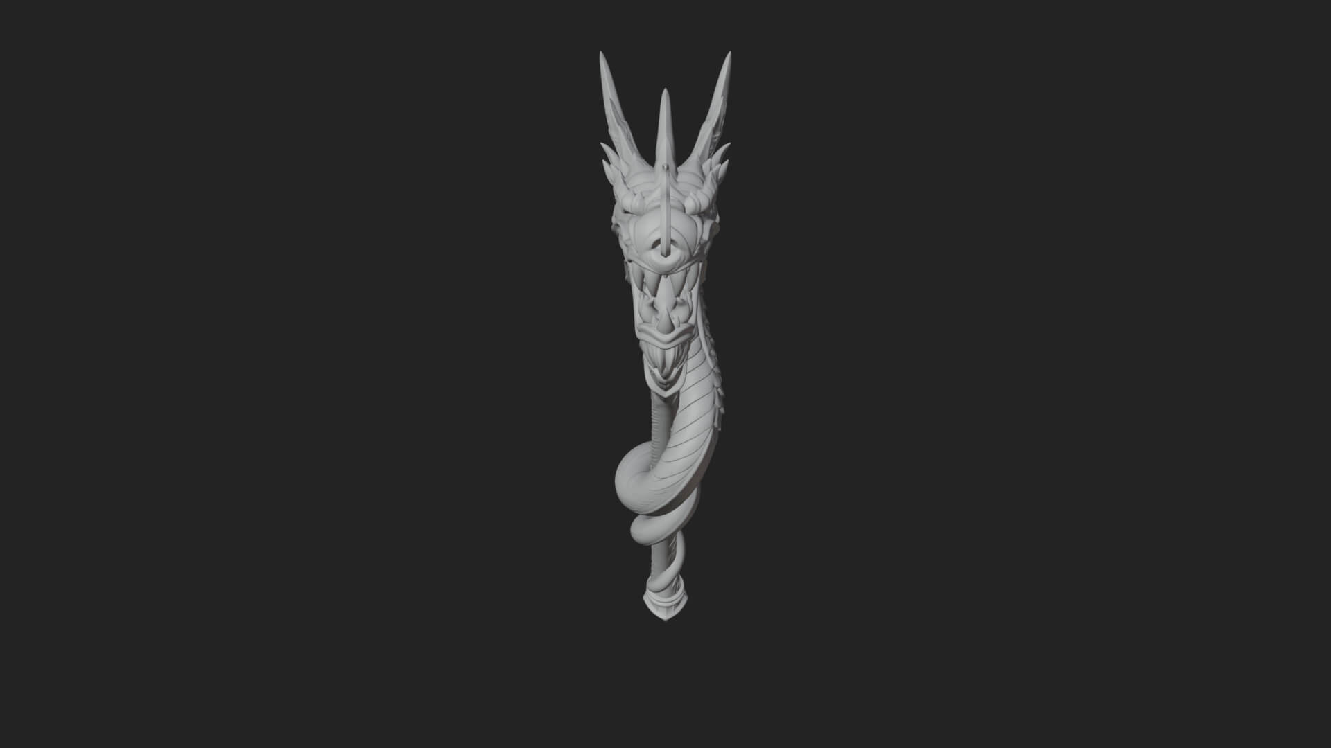 Dragon Head Serpent Staff Model Design 2 3D Print Model 3D Model