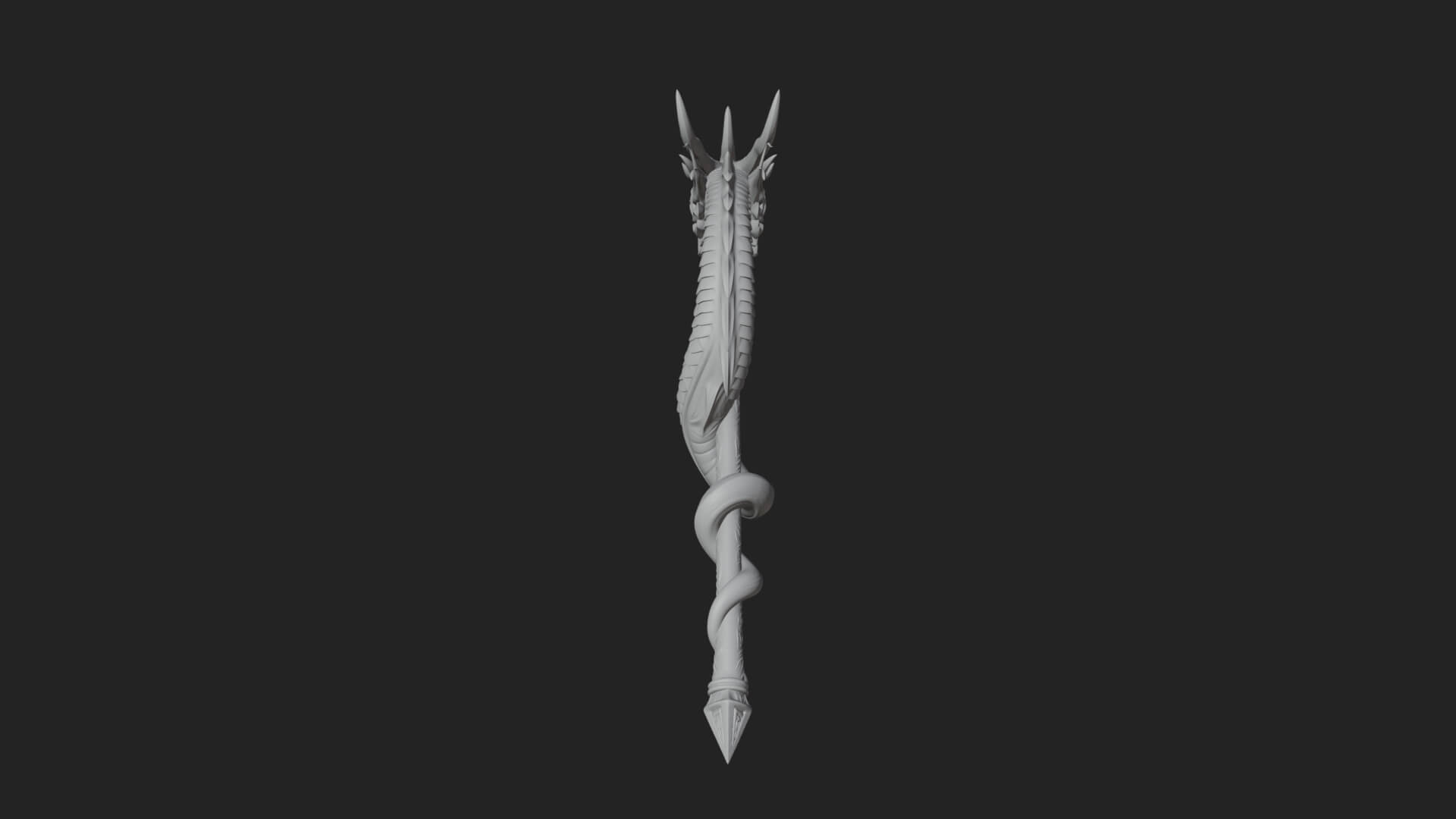 Dragon Head Serpent Staff Model Design 2 3D Print Model 3D Model