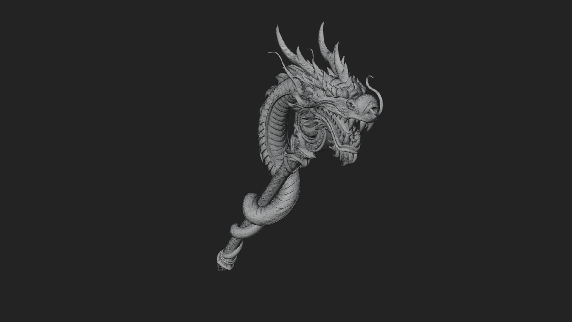 Dragon Head Serpent Staff Model Design 2 3D Print Model 3D Model