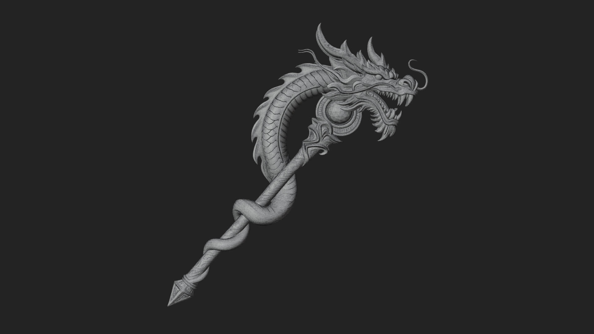 Dragon Head Serpent Staff Model Design 2 3D Print Model 3D Model