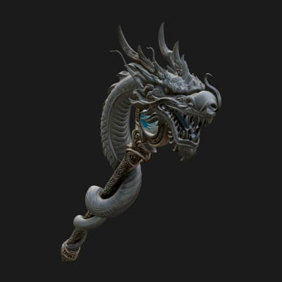 Dragon Head Serpent Staff Model Design 2 3D Print Model