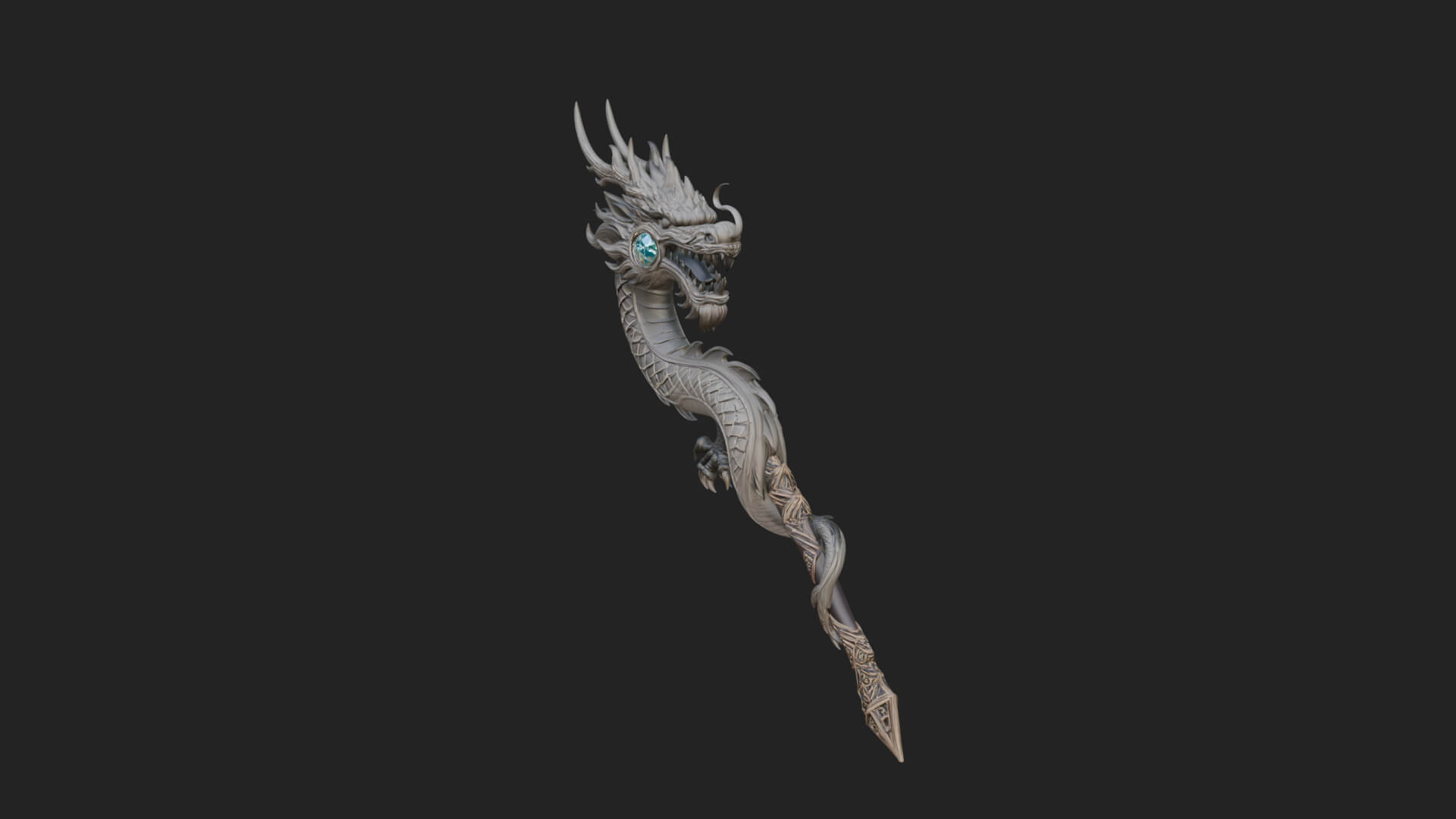 Dragon Head Serpent Staff Model Design 3 3D Print Model 3D Model