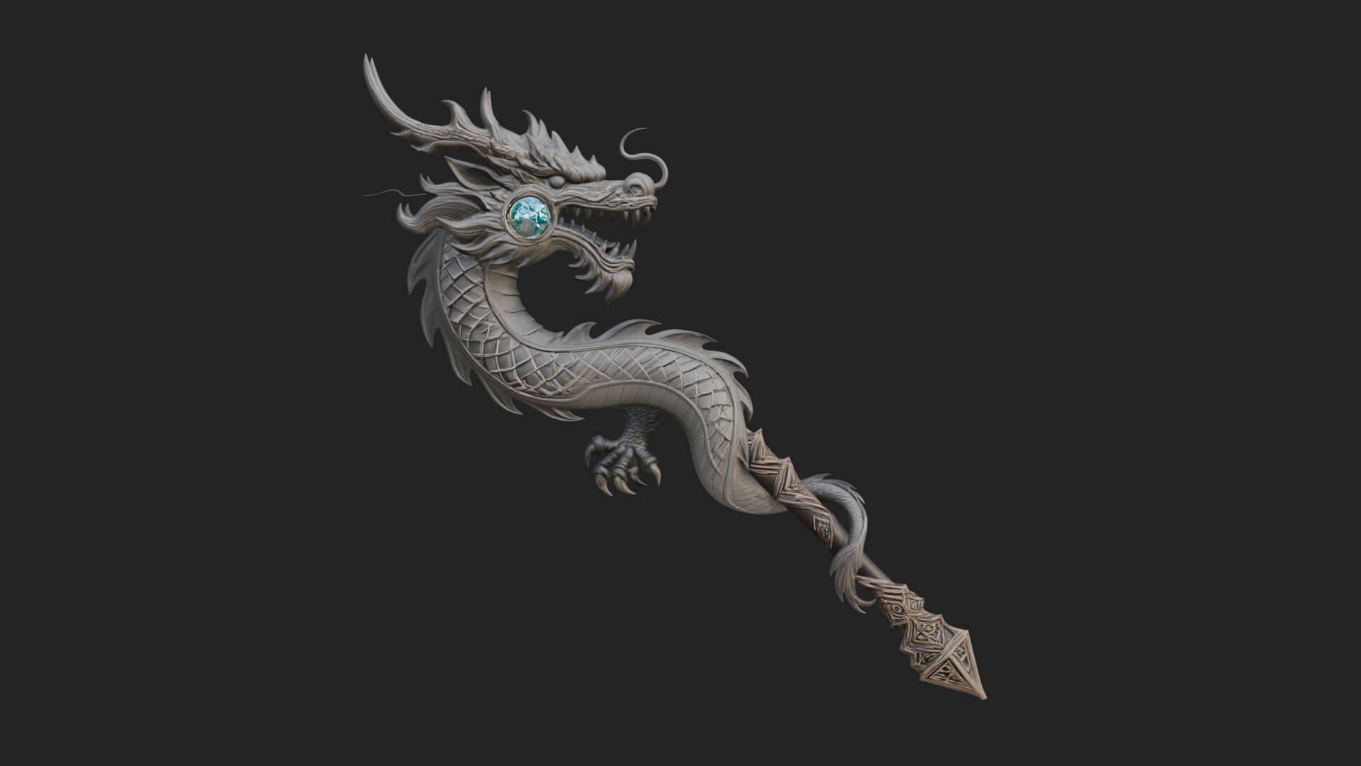 Dragon Head Serpent Staff Model Design 3 3D Print Model 3D Model
