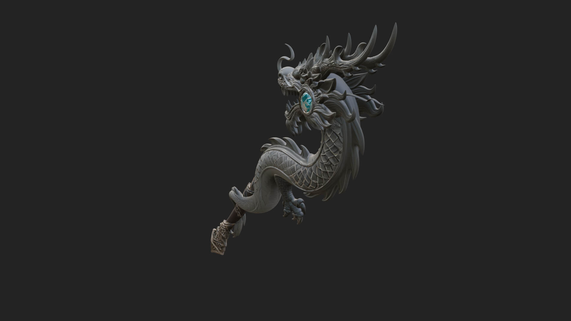 Dragon Head Serpent Staff Model Design 3 3D Print Model 3D Model