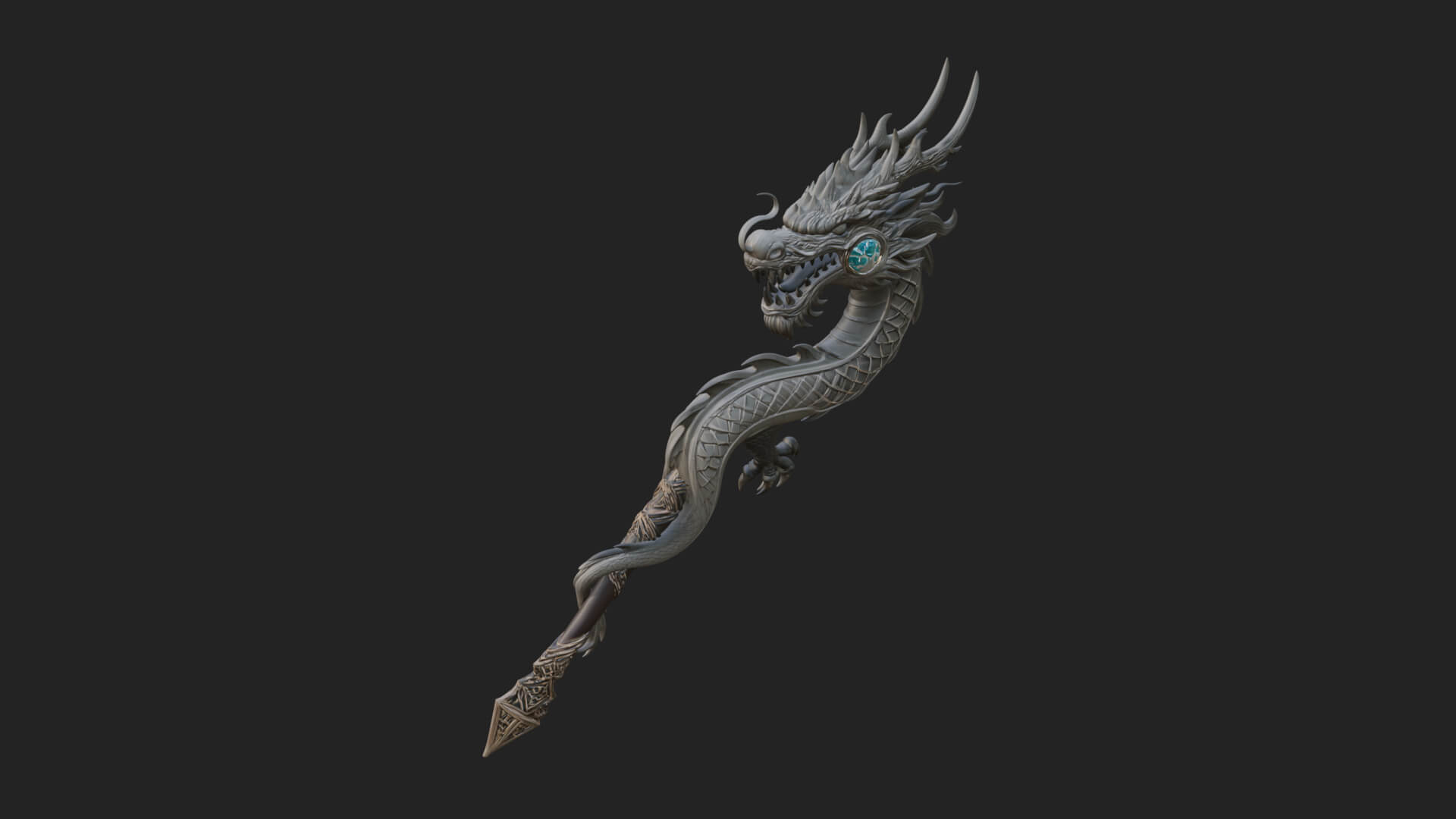 Dragon Head Serpent Staff Model Design 3 3D Print Model 3D Model