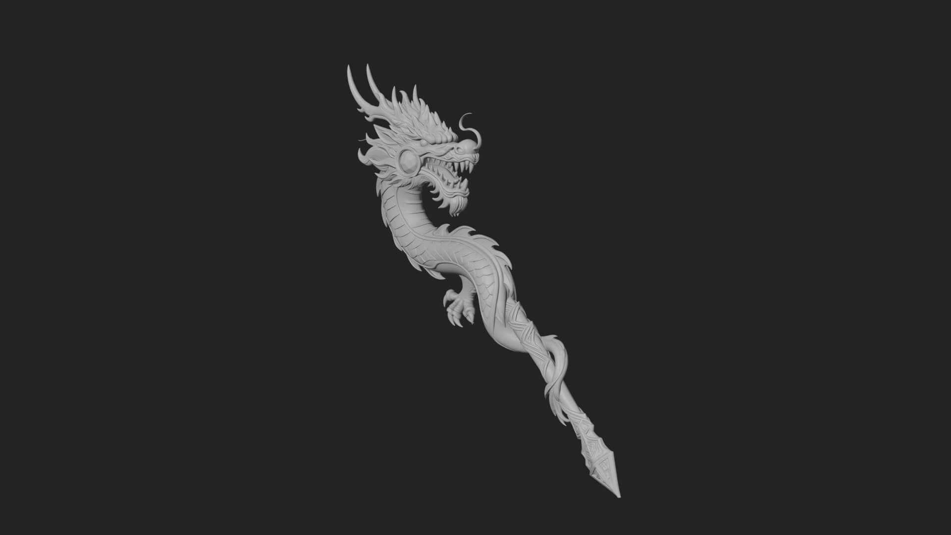 Dragon Head Serpent Staff Model Design 3 3D Print Model 3D Model