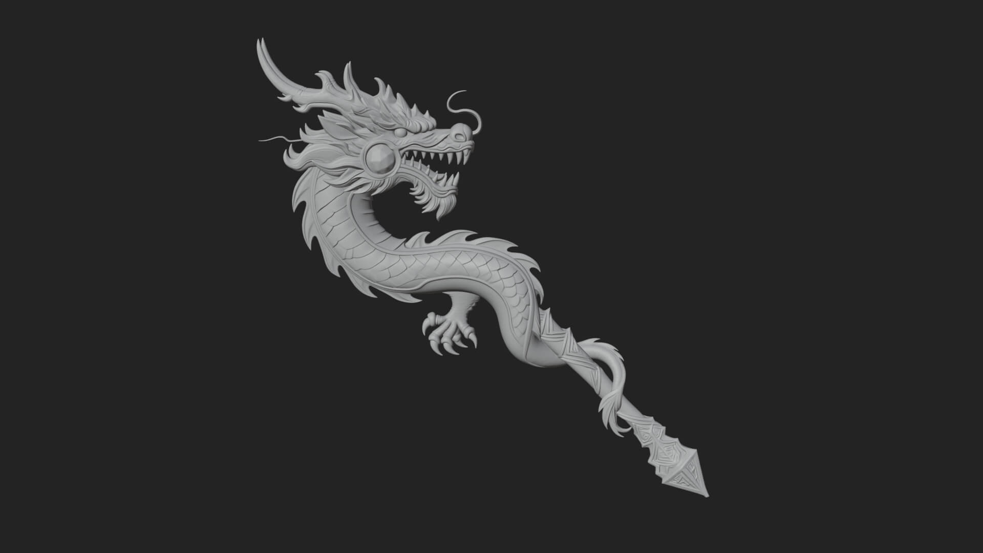 Dragon Head Serpent Staff Model Design 3 3D Print Model 3D Model