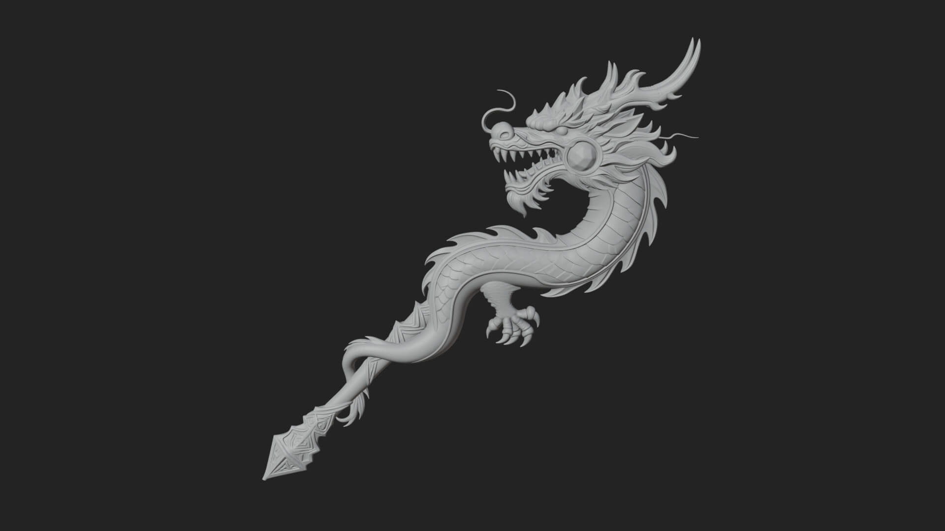 Dragon Head Serpent Staff Model Design 3 3D Print Model 3D Model