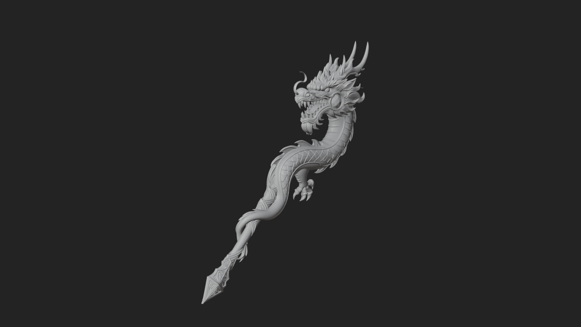 Dragon Head Serpent Staff Model Design 3 3D Print Model 3D Model