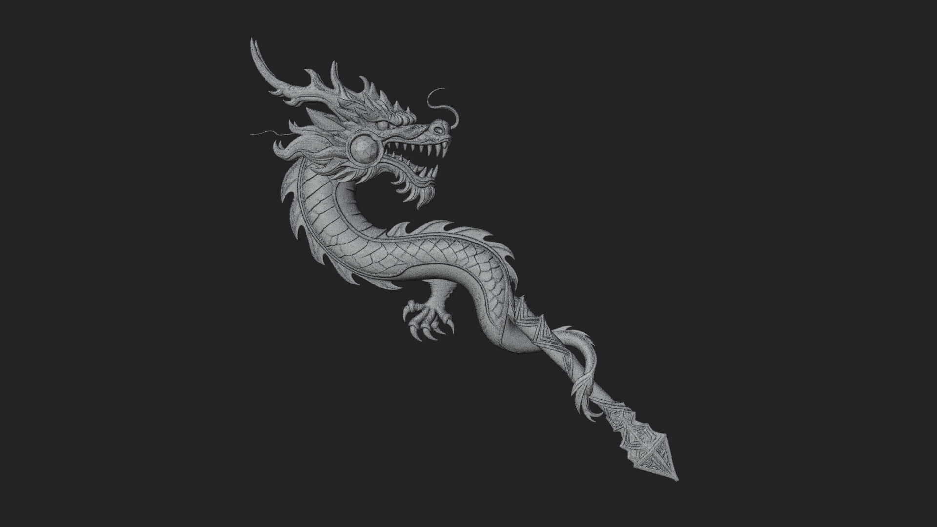 Dragon Head Serpent Staff Model Design 3 3D Print Model 3D Model
