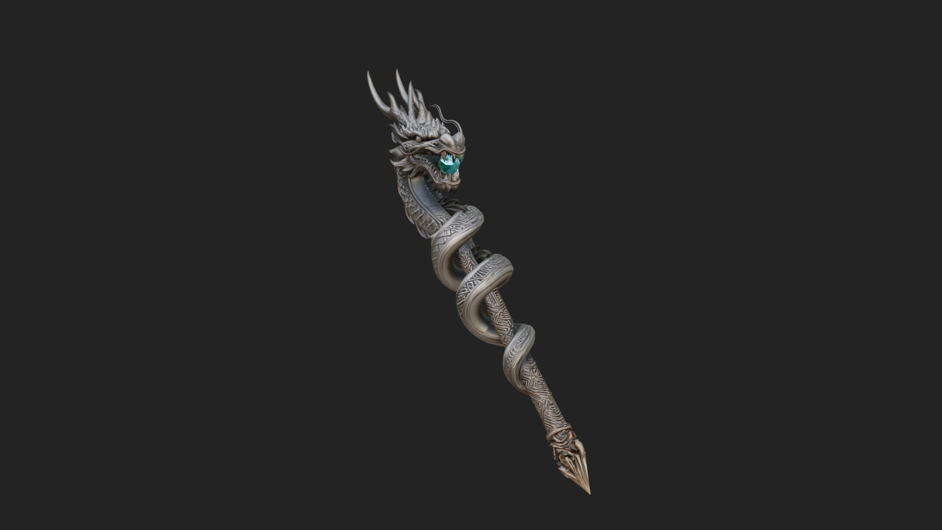 Dragon Head Serpent Staff Model Design 4 3D Print Model 3D Model