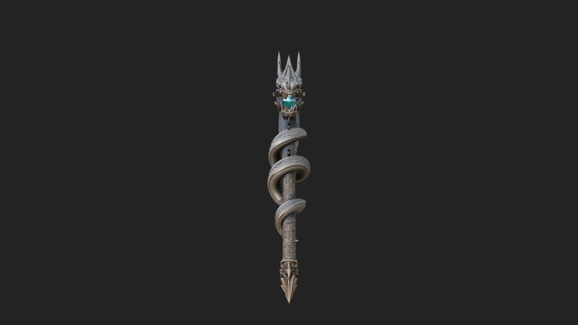Dragon Head Serpent Staff Model Design 4 3D Print Model 3D Model