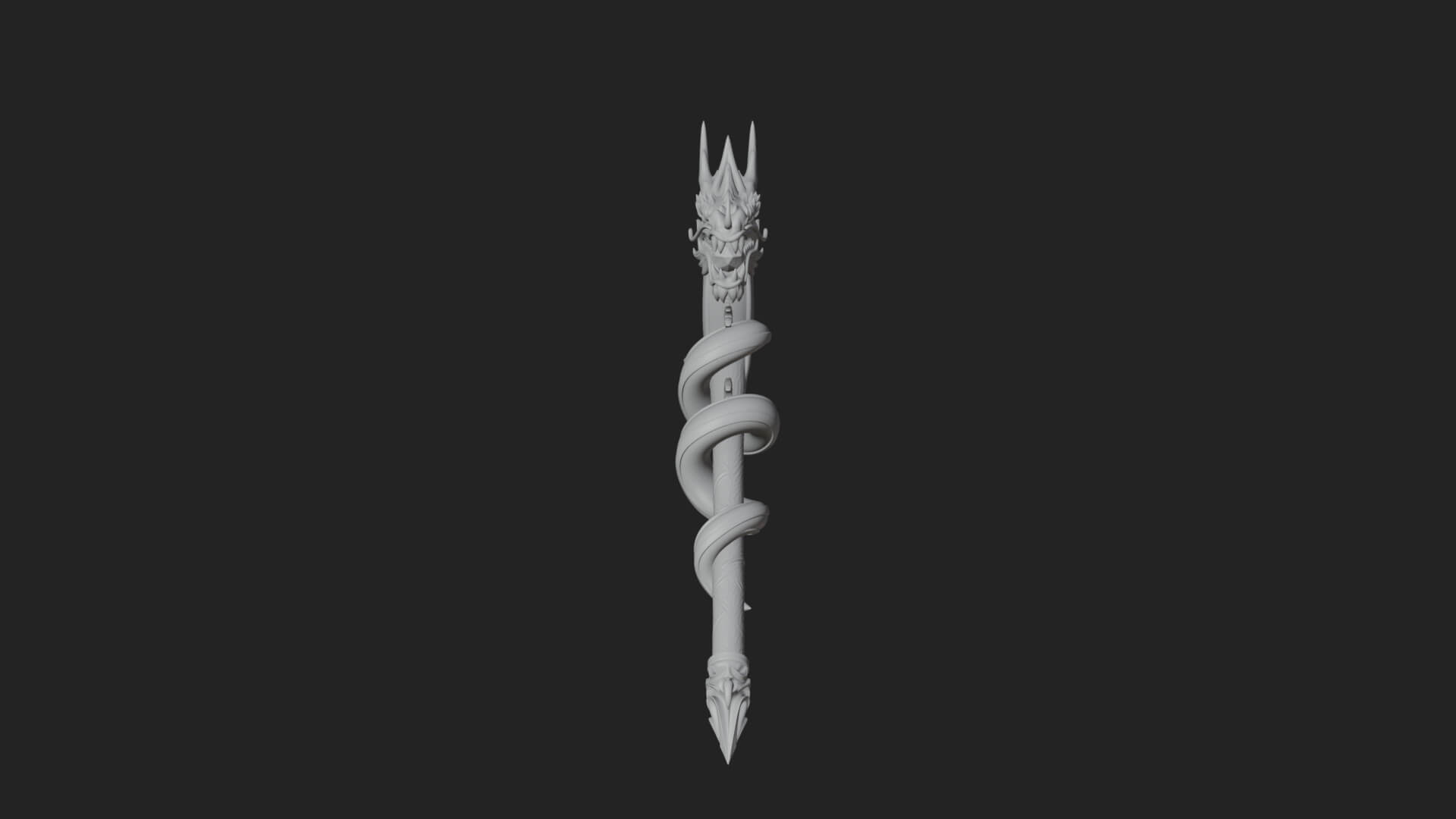 Dragon Head Serpent Staff Model Design 4 3D Print Model 3D Model