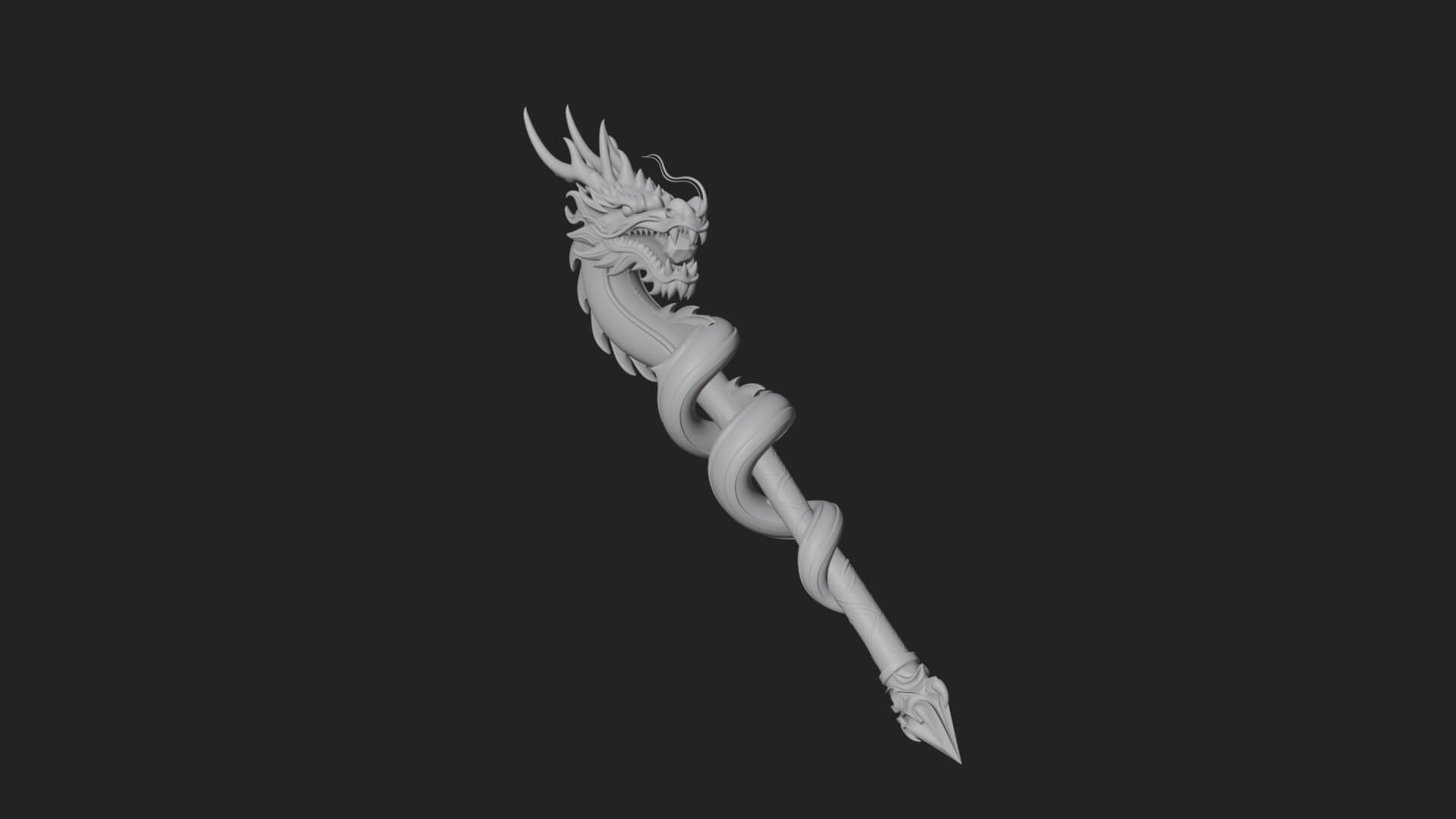 Dragon Head Serpent Staff Model Design 4 3D Print Model 3D Model