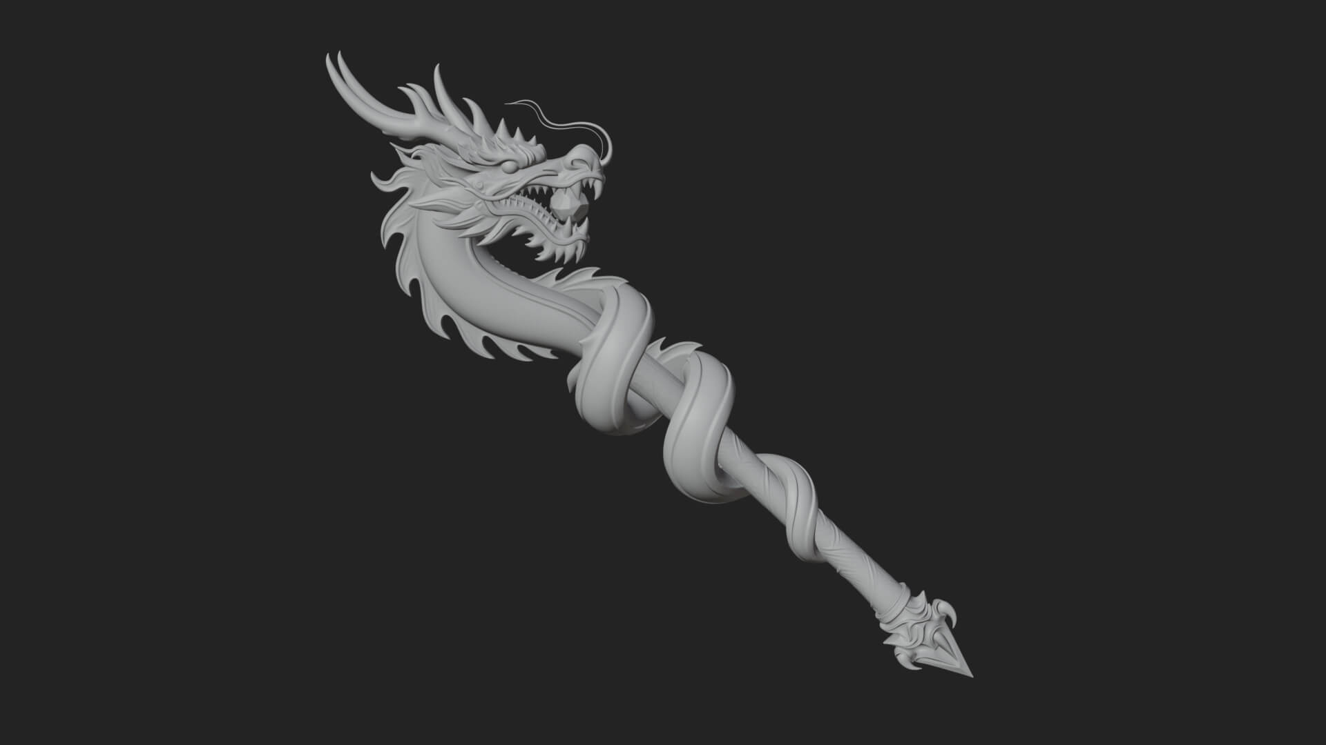 Dragon Head Serpent Staff Model Design 4 3D Print Model 3D Model