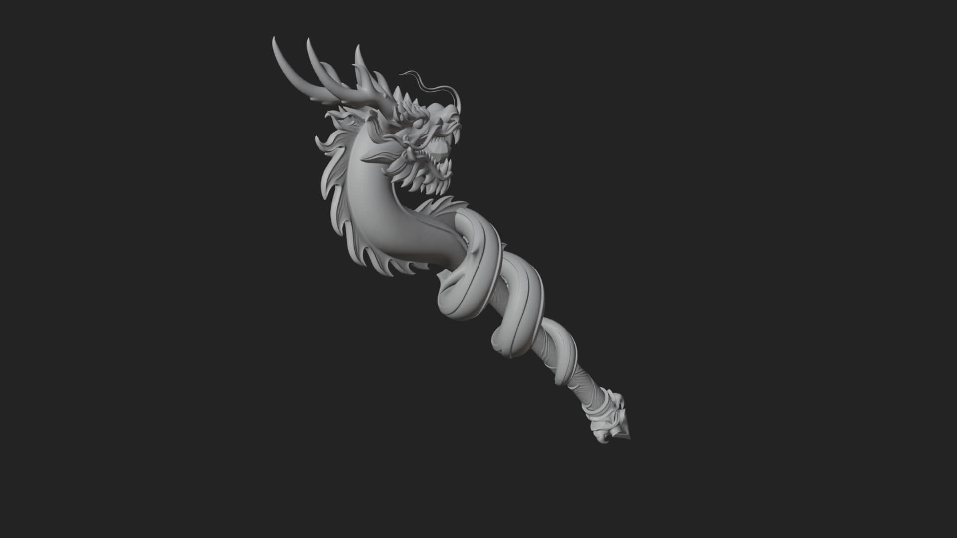 Dragon Head Serpent Staff Model Design 4 3D Print Model 3D Model