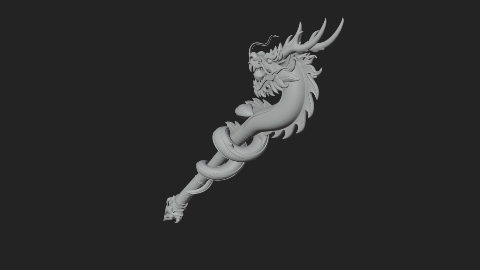 Dragon Head Serpent Staff Model Design 4 3D Print Model 3D Model