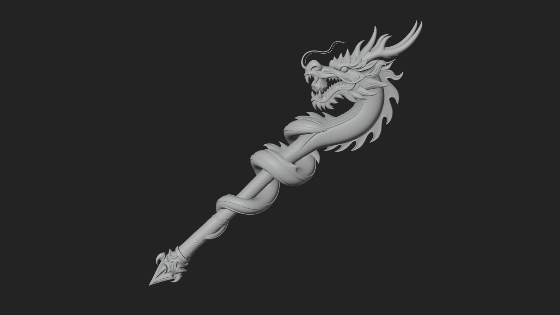 Dragon Head Serpent Staff Model Design 4 3D Print Model 3D Model