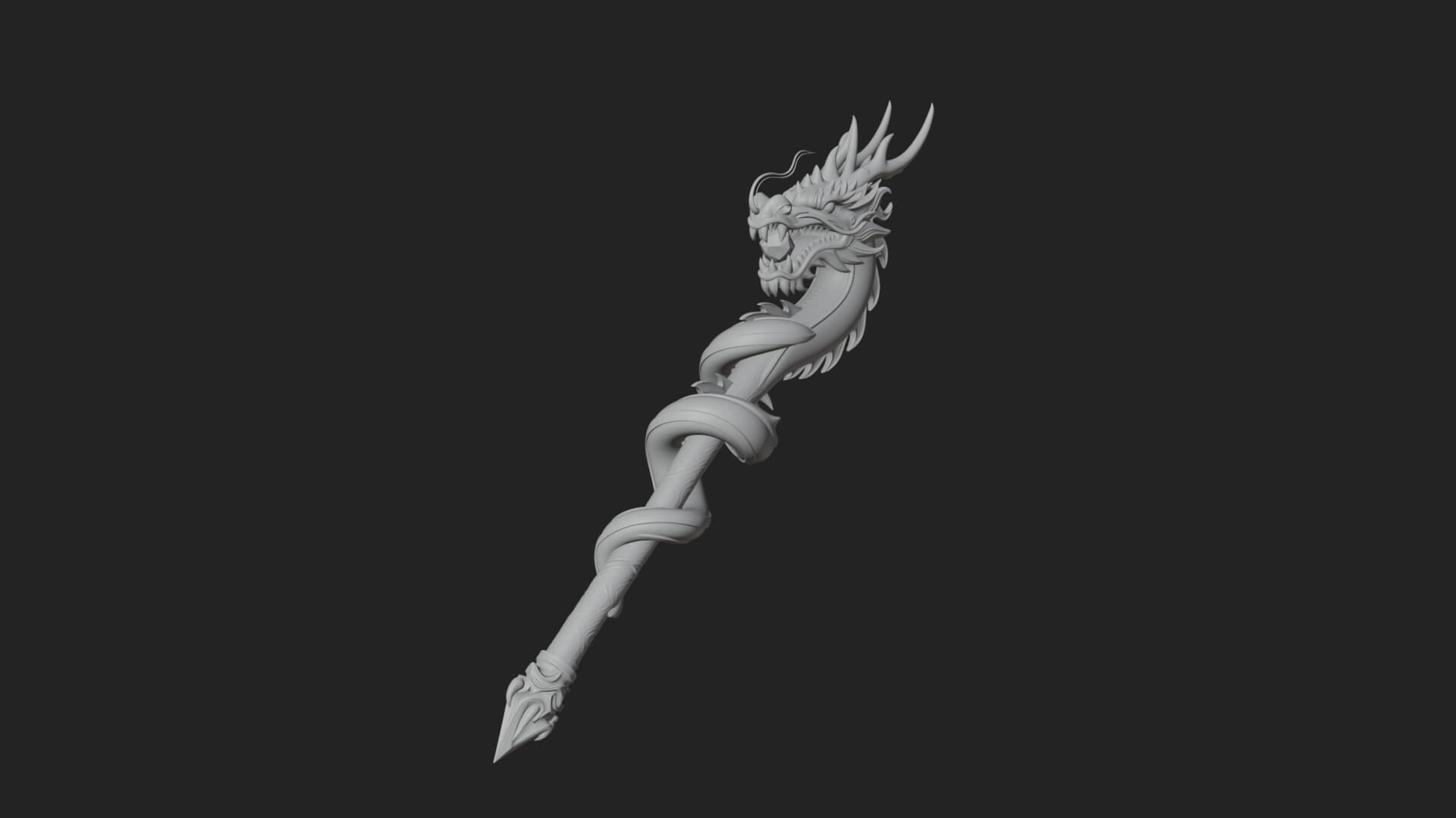 Dragon Head Serpent Staff Model Design 4 3D Print Model 3D Model