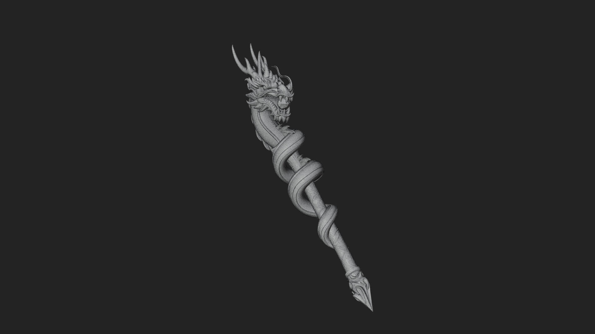 Dragon Head Serpent Staff Model Design 4 3D Print Model 3D Model