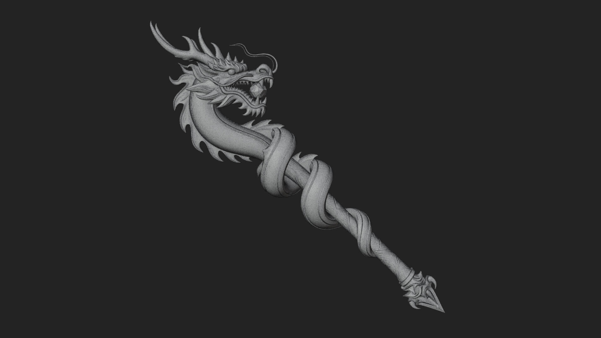 Dragon Head Serpent Staff Model Design 4 3D Print Model 3D Model