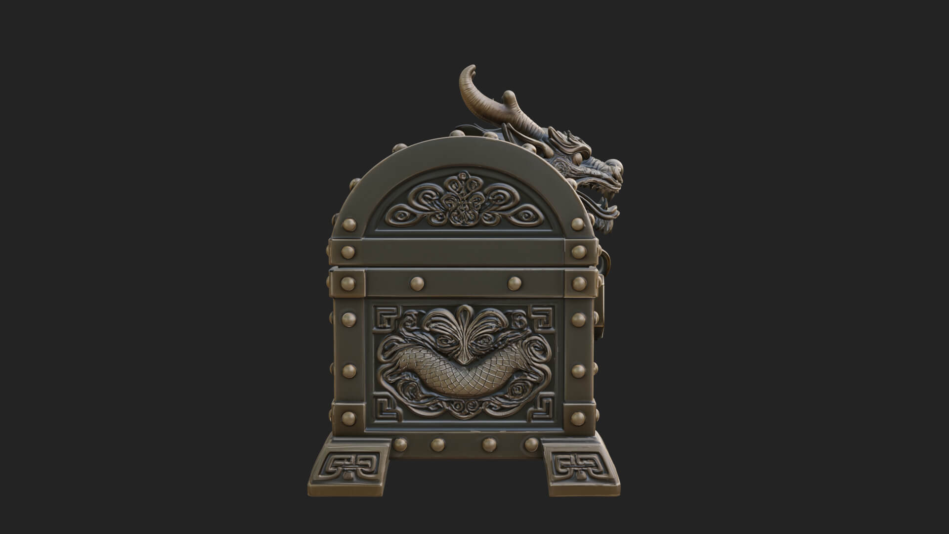 Dragon Head Treasure Chest Model Design 1 3D Print Model 3D Model