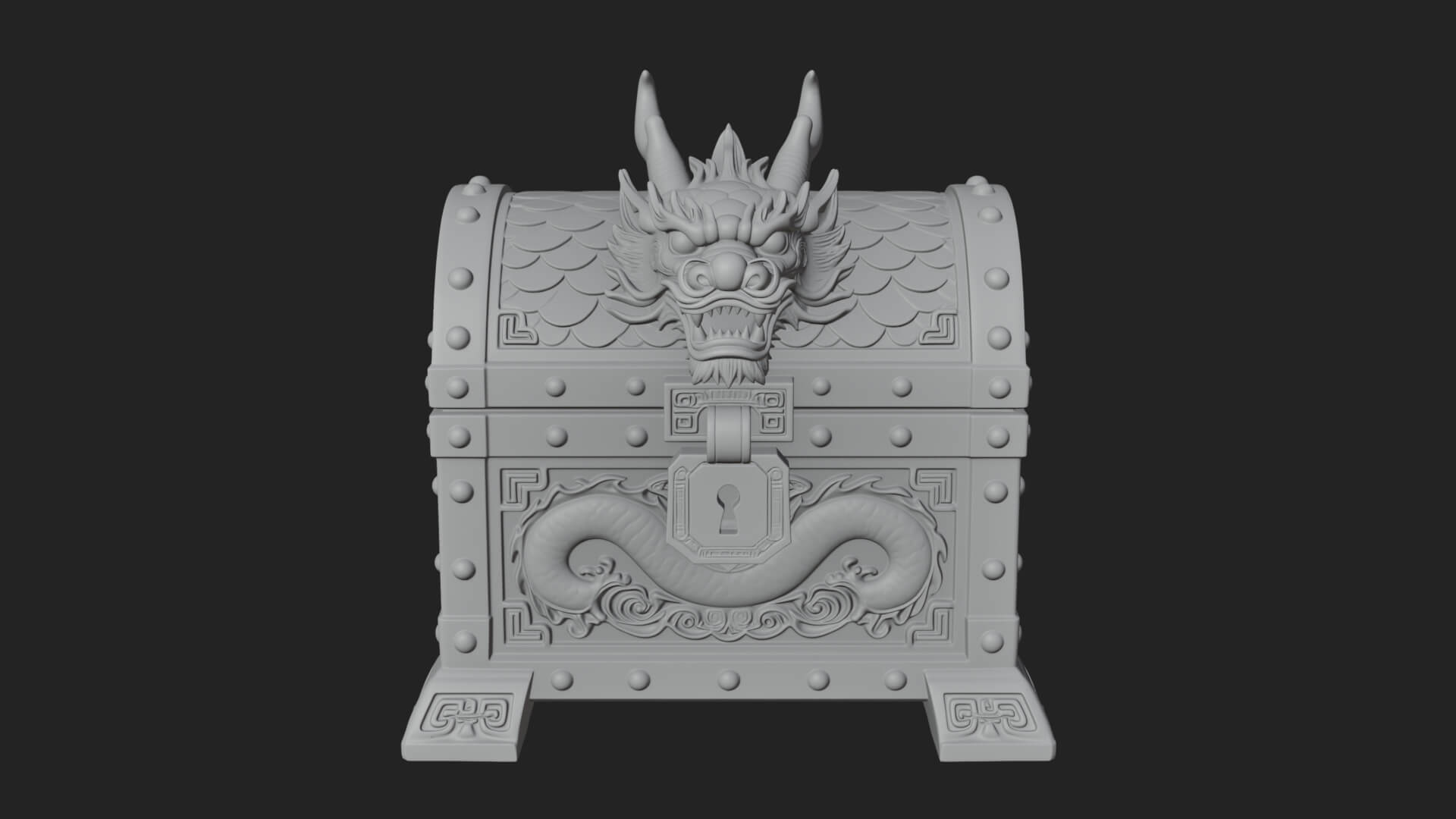 Dragon Head Treasure Chest Model Design 1 3D Print Model 3D Model