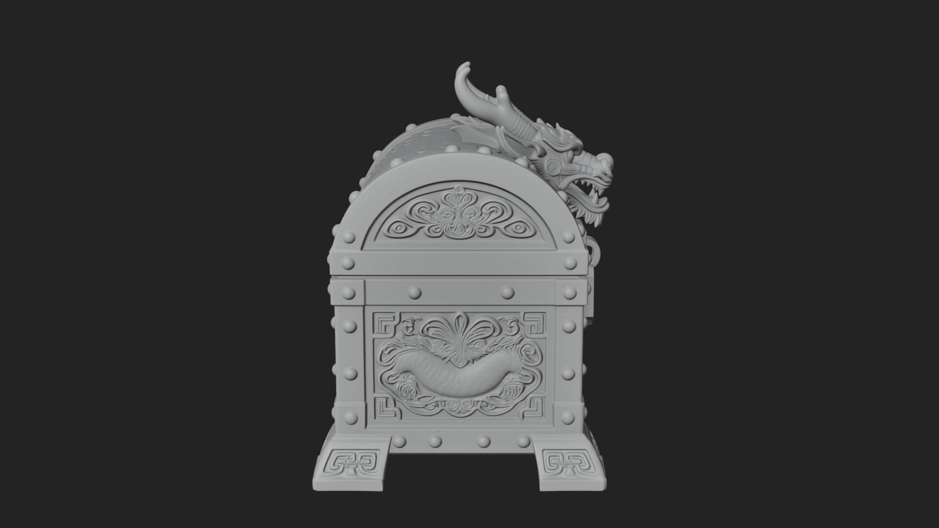 Dragon Head Treasure Chest Model Design 1 3D Print Model 3D Model