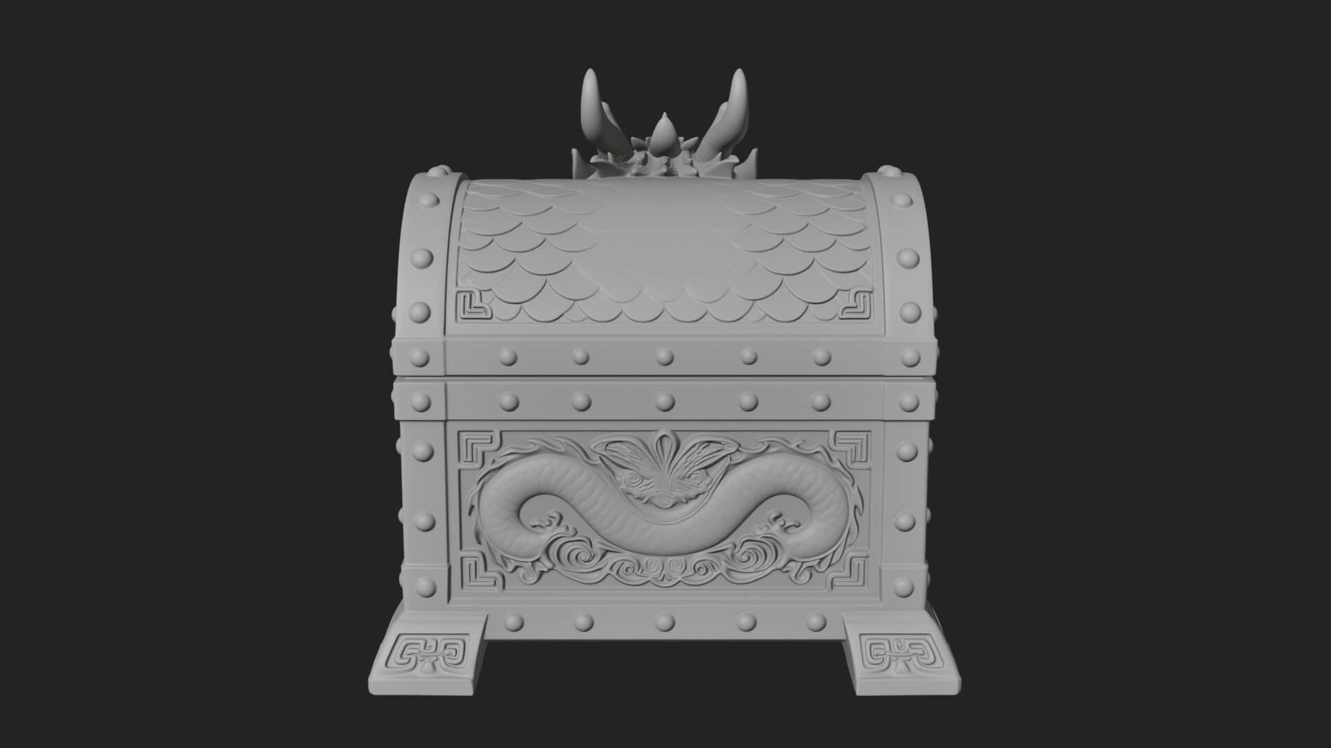 Dragon Head Treasure Chest Model Design 1 3D Print Model 3D Model