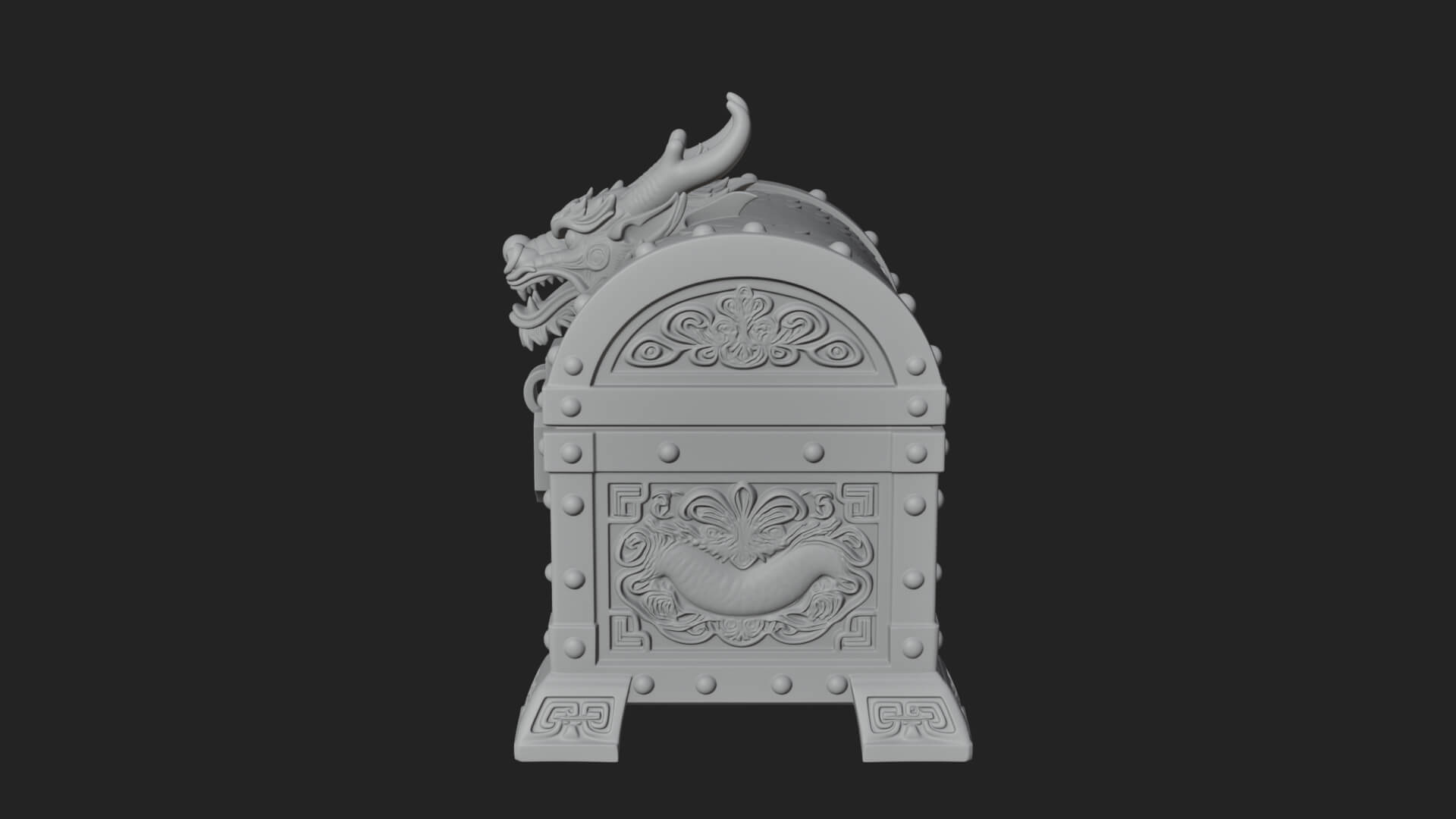 Dragon Head Treasure Chest Model Design 1 3D Print Model 3D Model