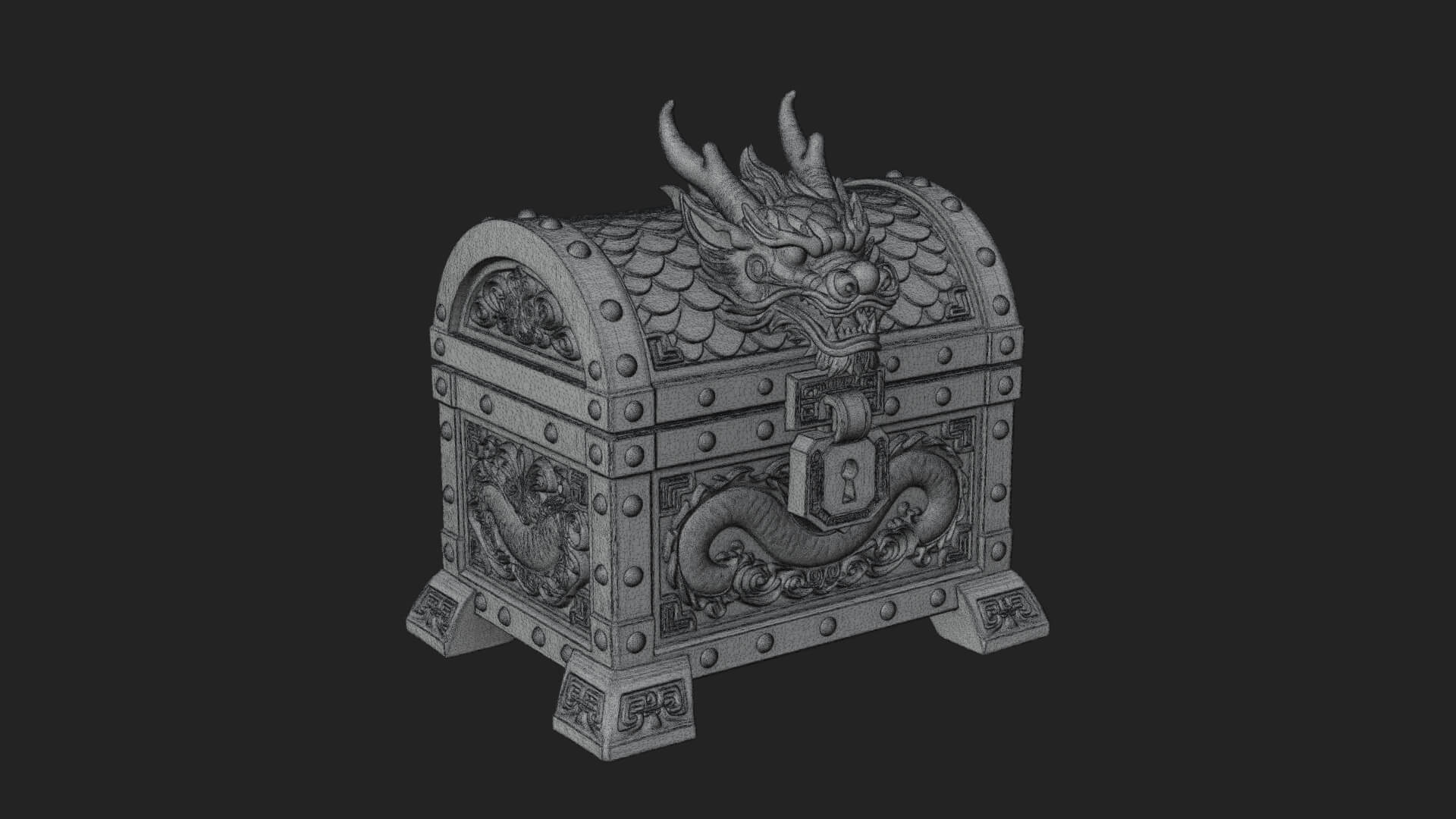 Dragon Head Treasure Chest Model Design 1 3D Print Model 3D Model