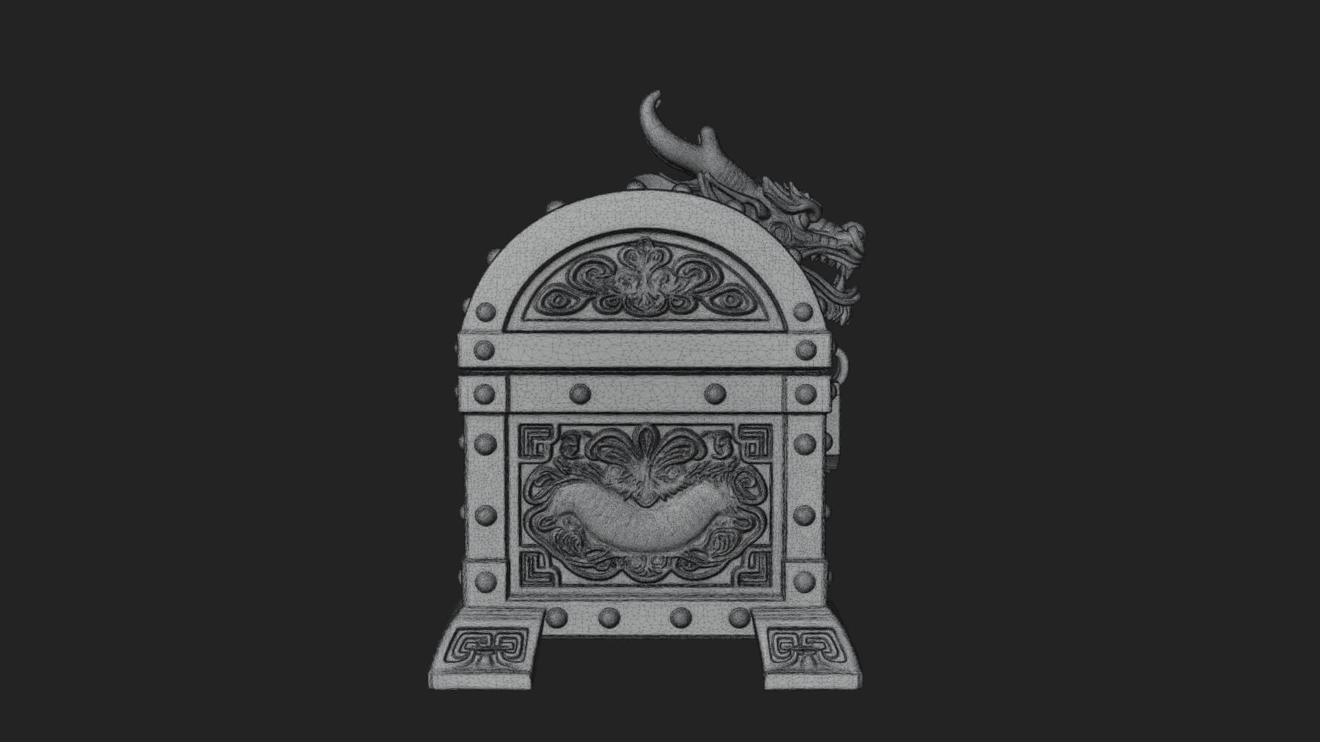 Dragon Head Treasure Chest Model Design 1 3D Print Model 3D Model