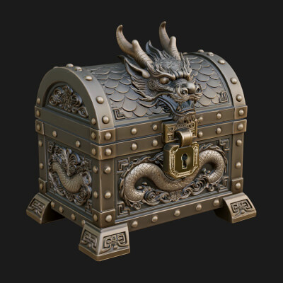 Dragon Head Treasure Chest Model Design 1 3D Print Model