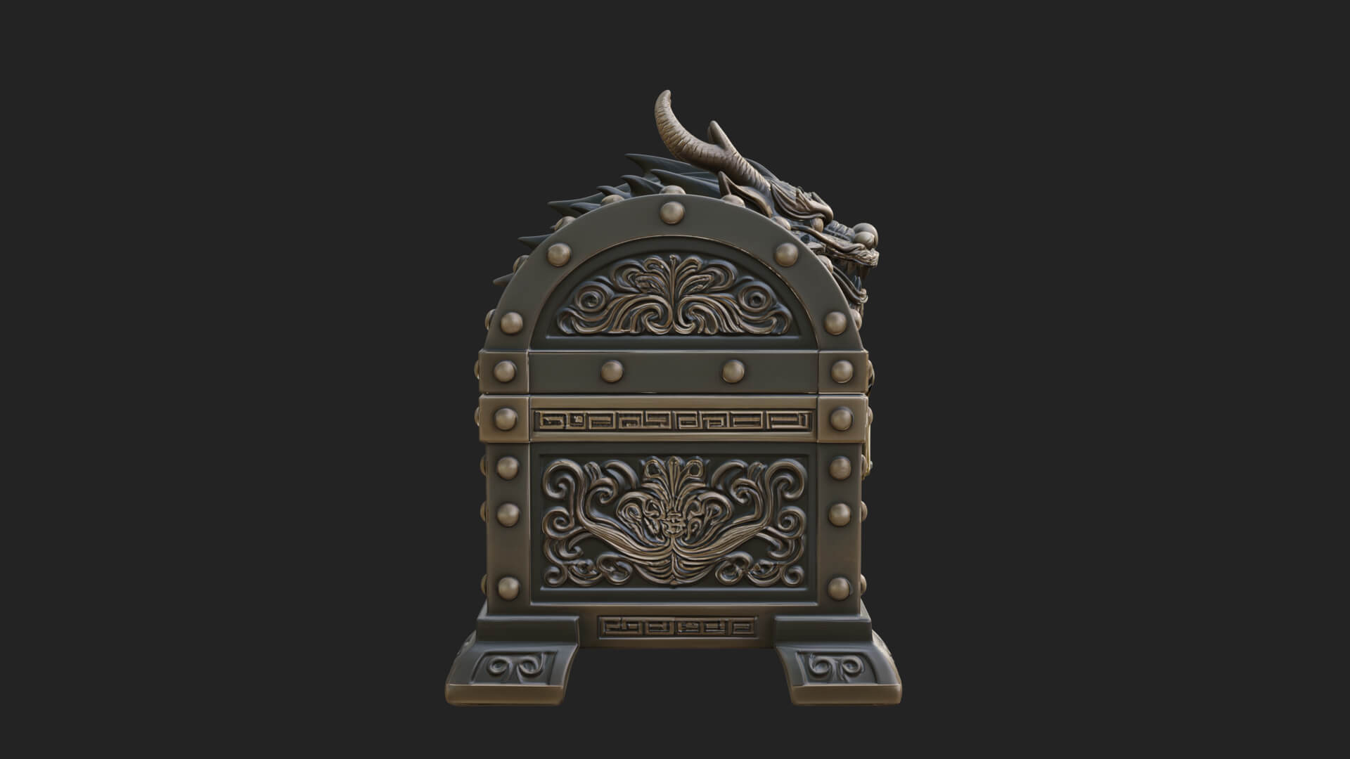 Dragon Head Treasure Chest Model Design 2 3D Print Model 3D Model