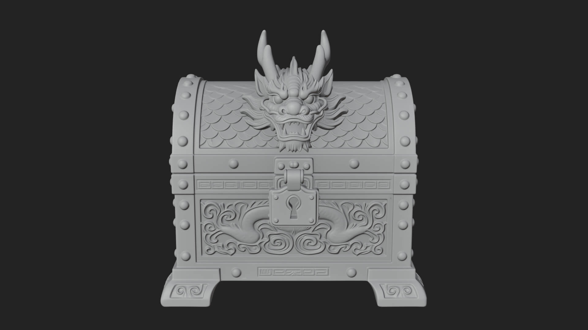 Dragon Head Treasure Chest Model Design 2 3D Print Model 3D Model
