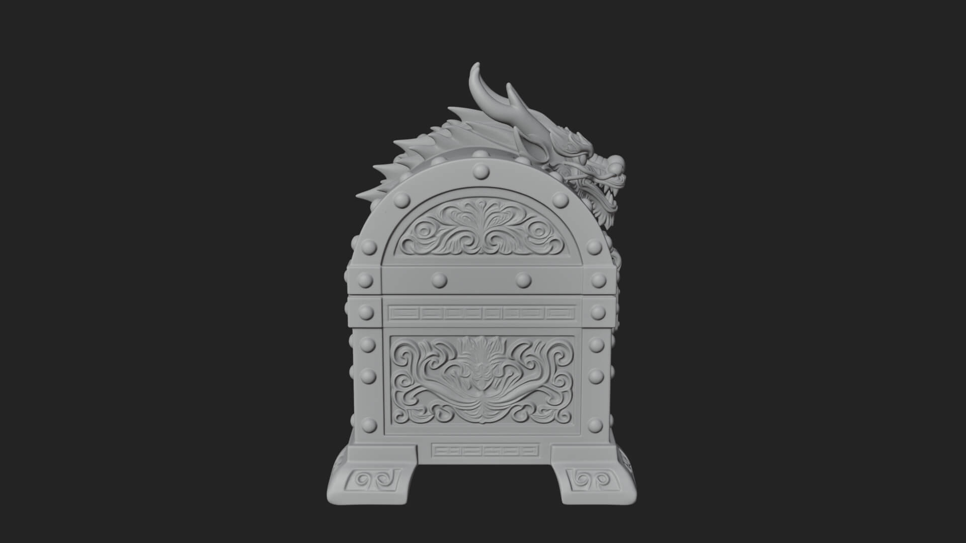 Dragon Head Treasure Chest Model Design 2 3D Print Model 3D Model