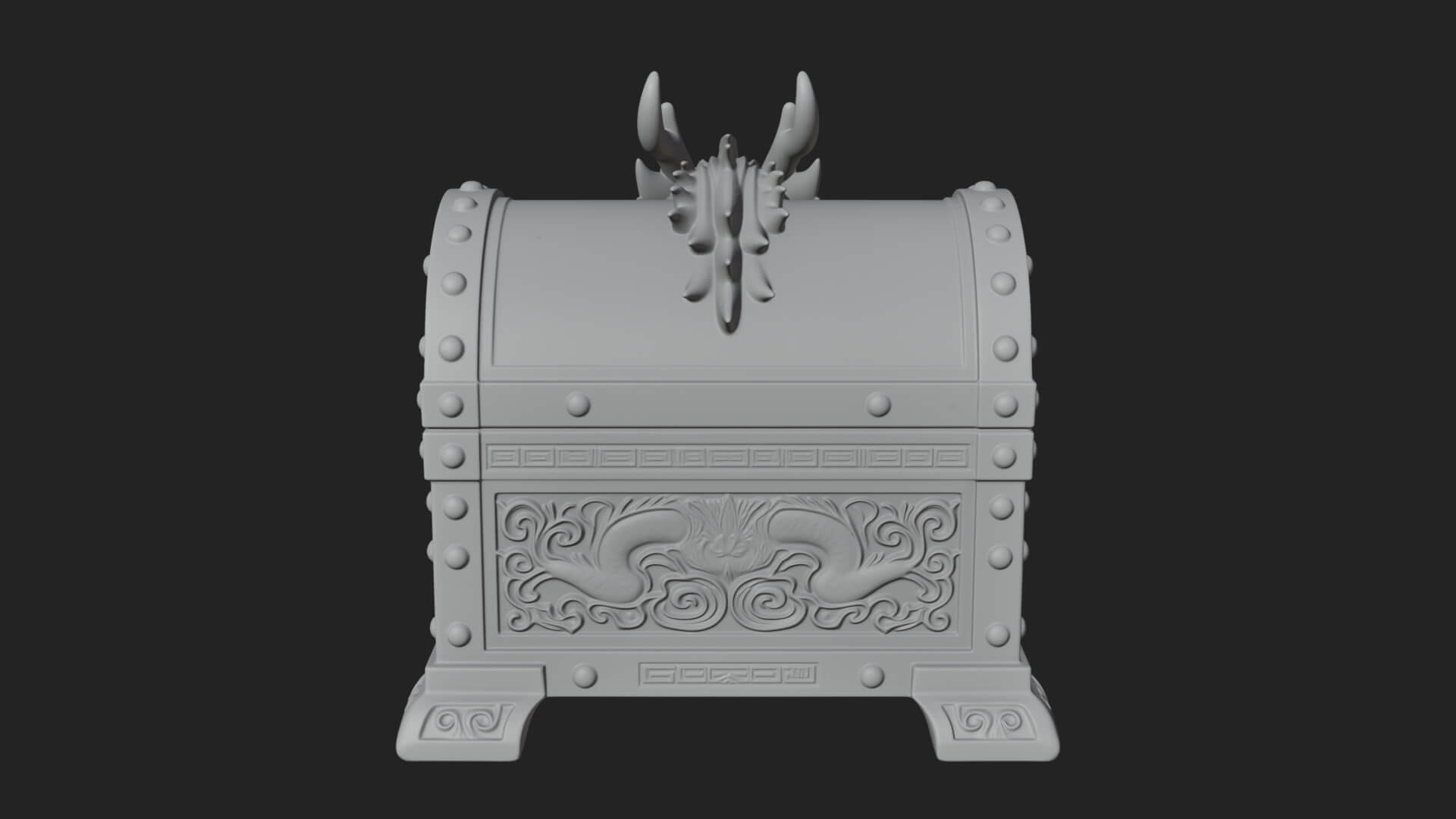 Dragon Head Treasure Chest Model Design 2 3D Print Model 3D Model