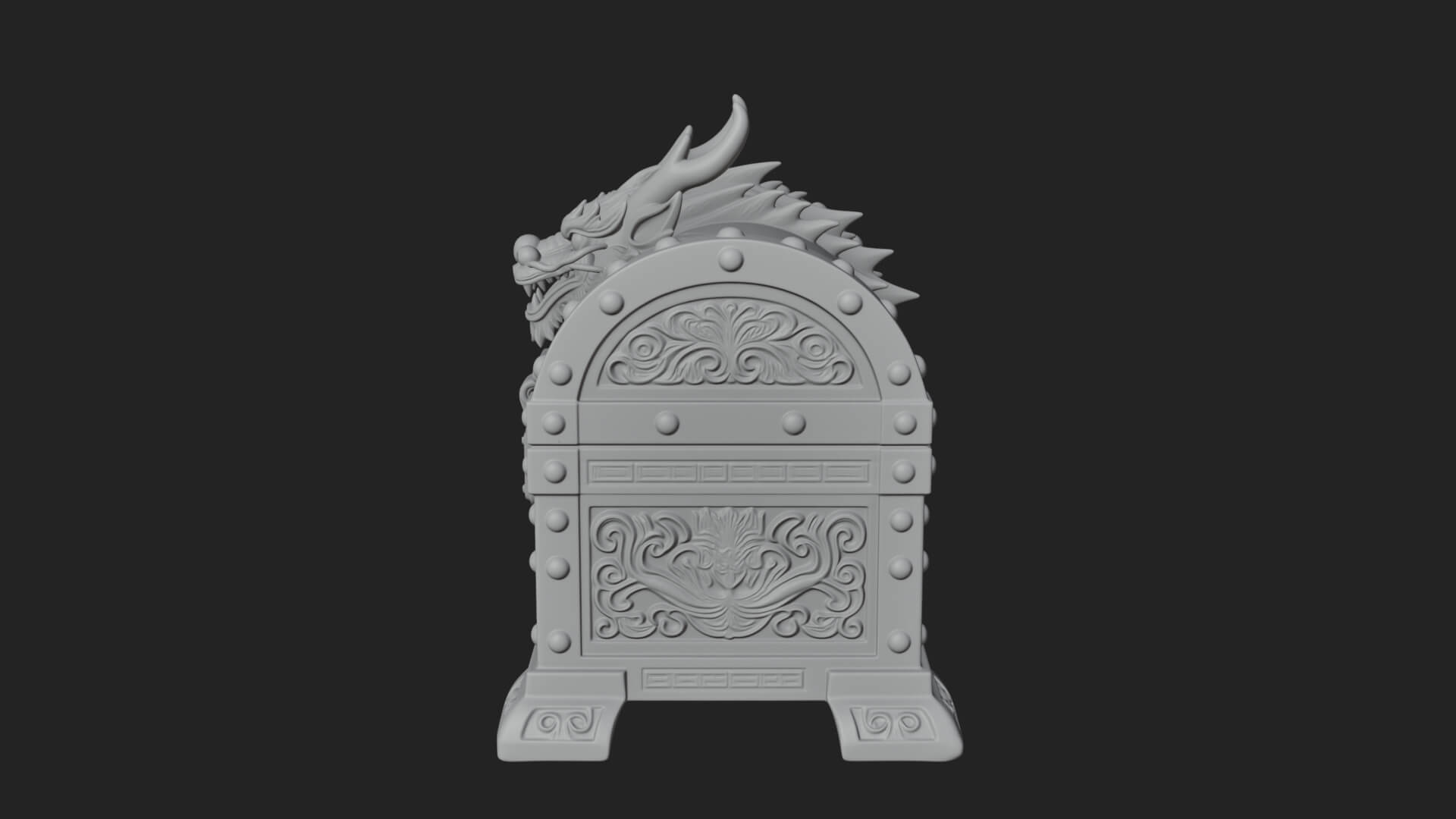 Dragon Head Treasure Chest Model Design 2 3D Print Model 3D Model