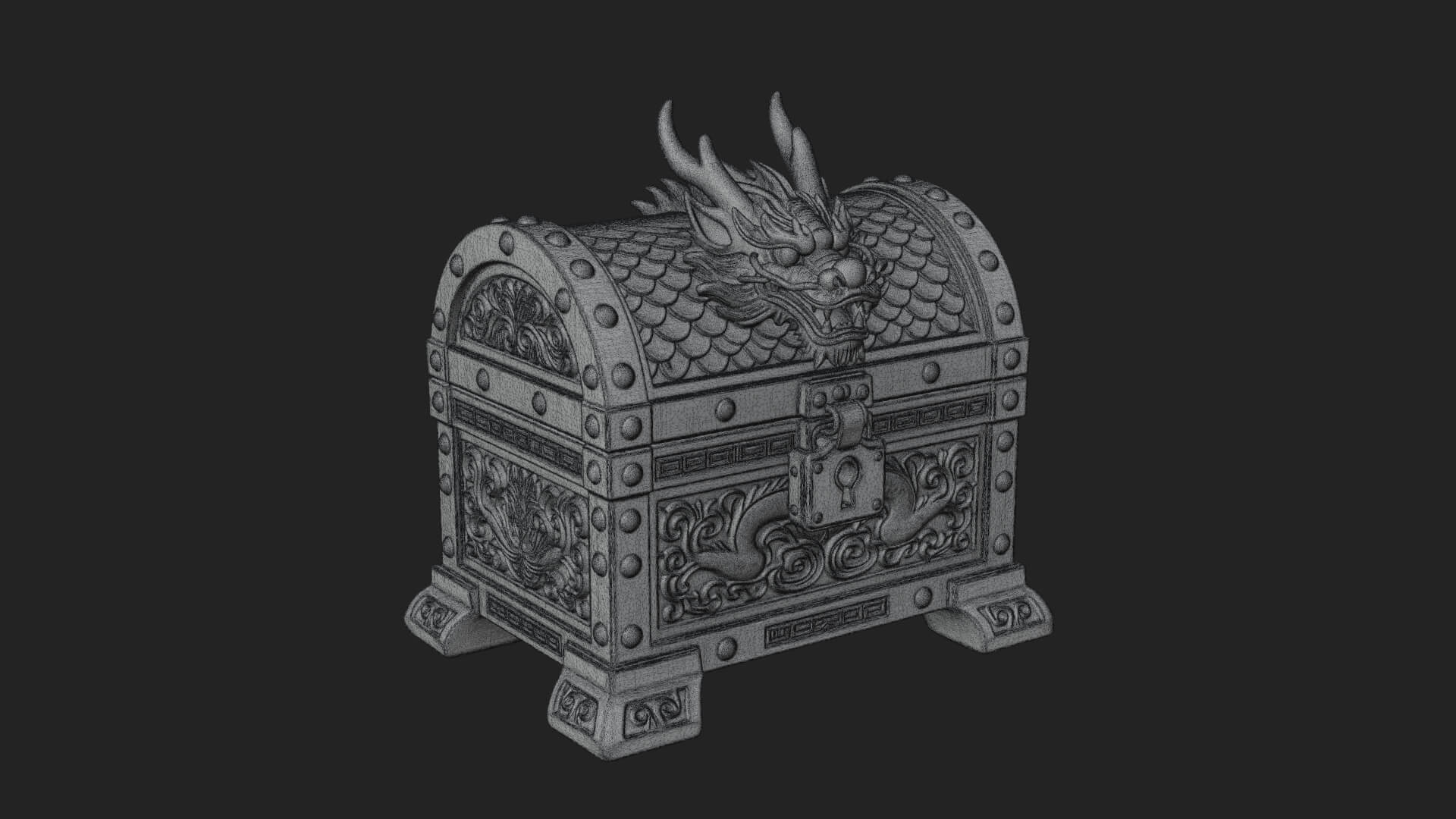 Dragon Head Treasure Chest Model Design 2 3D Print Model 3D Model