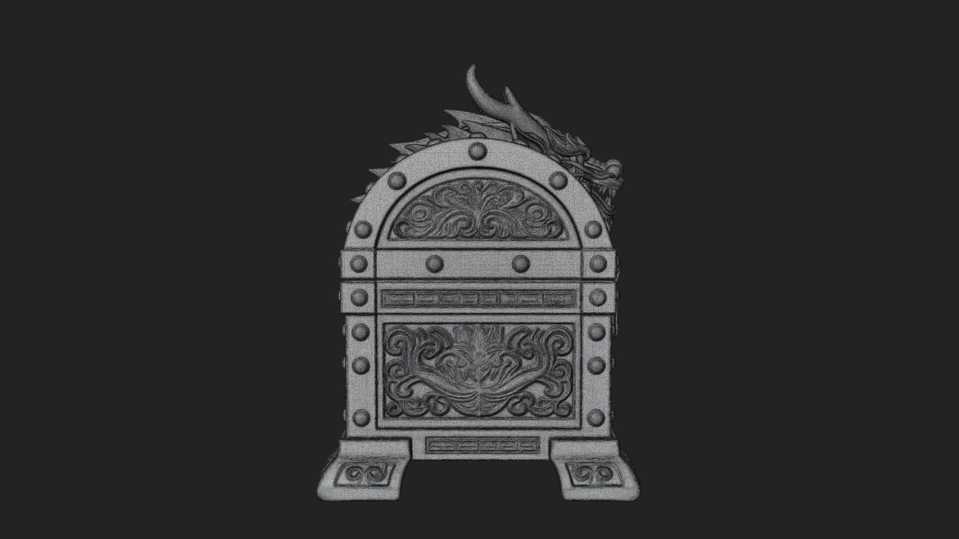 Dragon Head Treasure Chest Model Design 2 3D Print Model 3D Model