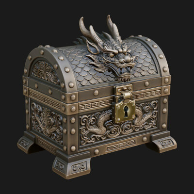 Dragon Head Treasure Chest Model Design 2 3D Print Model