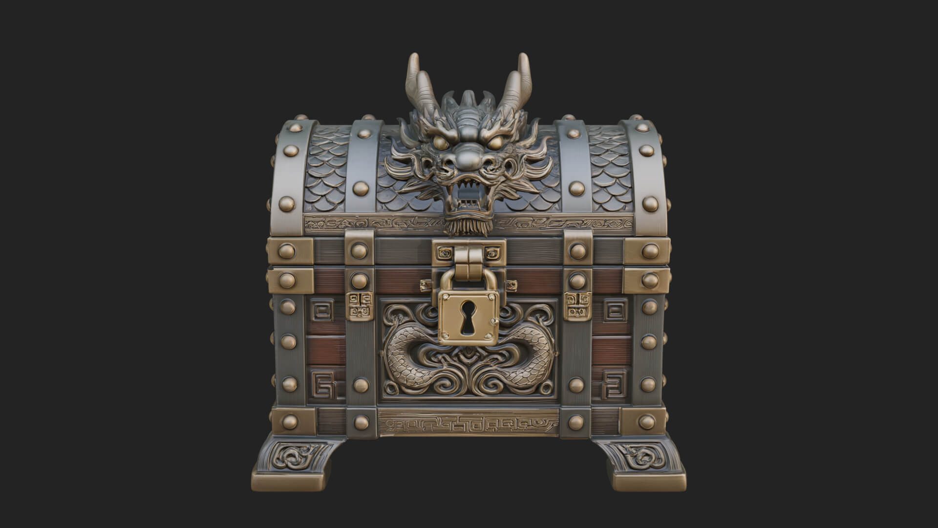 Dragon Head Treasure Chest Model Design 3 3D Print Model 3D Model