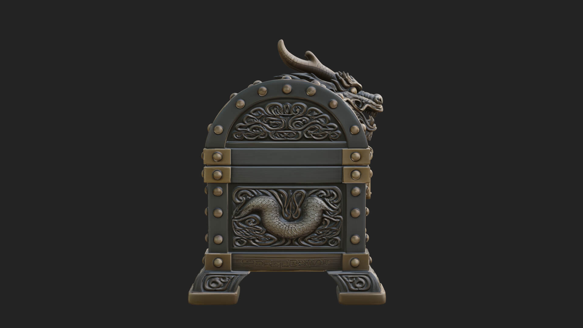Dragon Head Treasure Chest Model Design 3 3D Print Model 3D Model