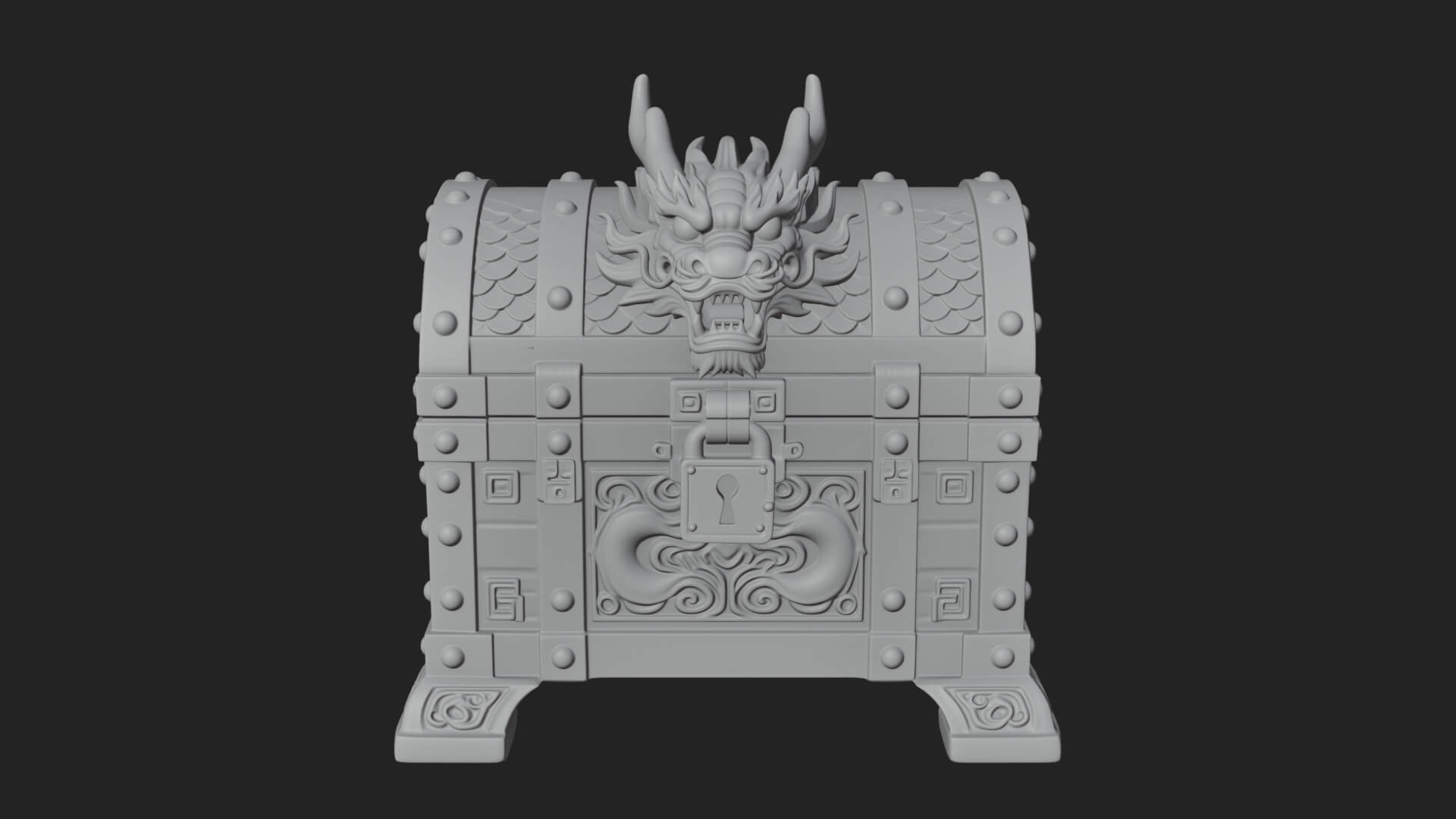 Dragon Head Treasure Chest Model Design 3 3D Print Model 3D Model