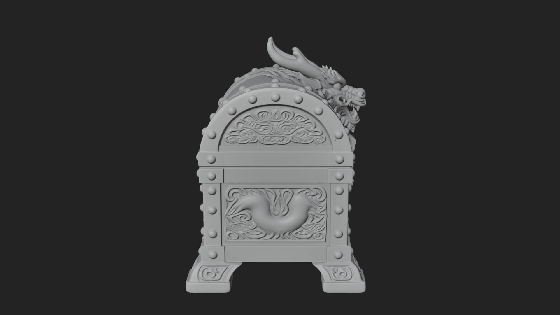 Dragon Head Treasure Chest Model Design 3 3D Print Model 3D Model