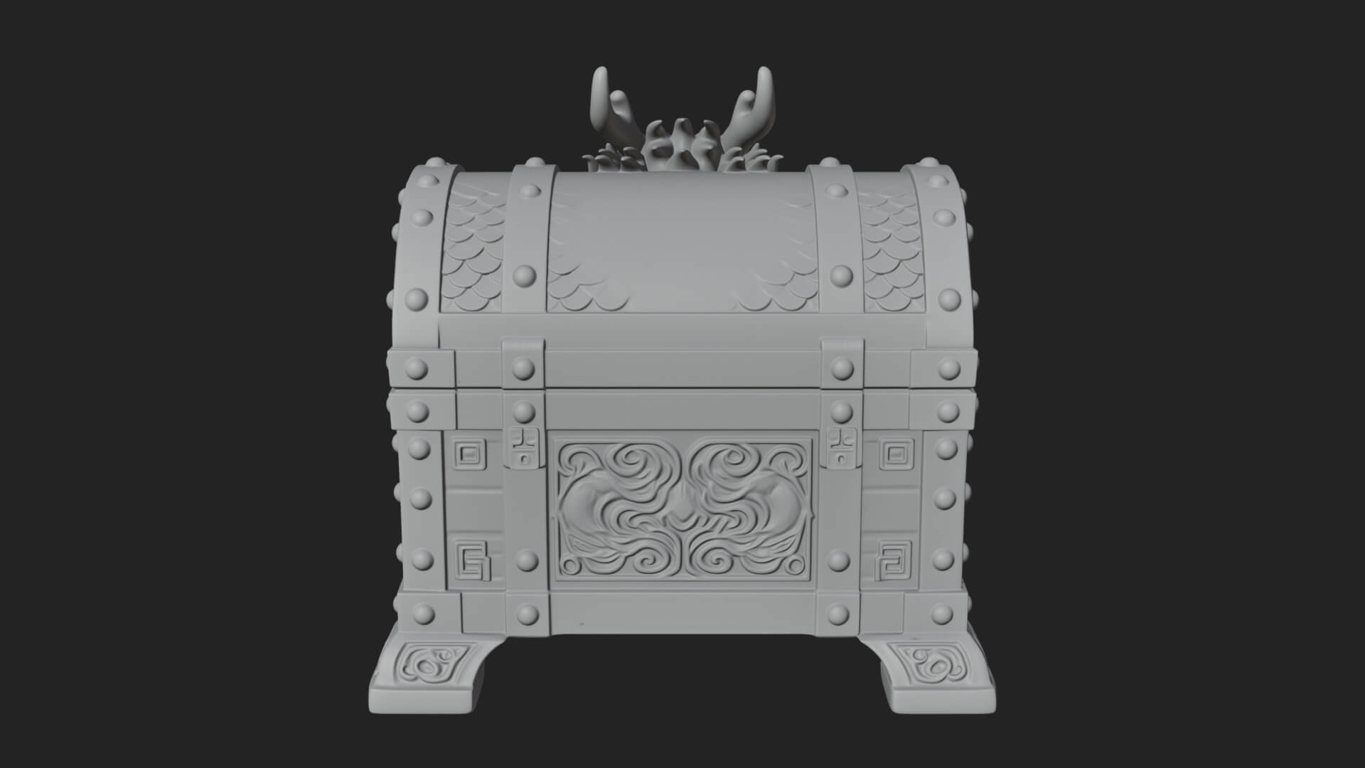 Dragon Head Treasure Chest Model Design 3 3D Print Model 3D Model