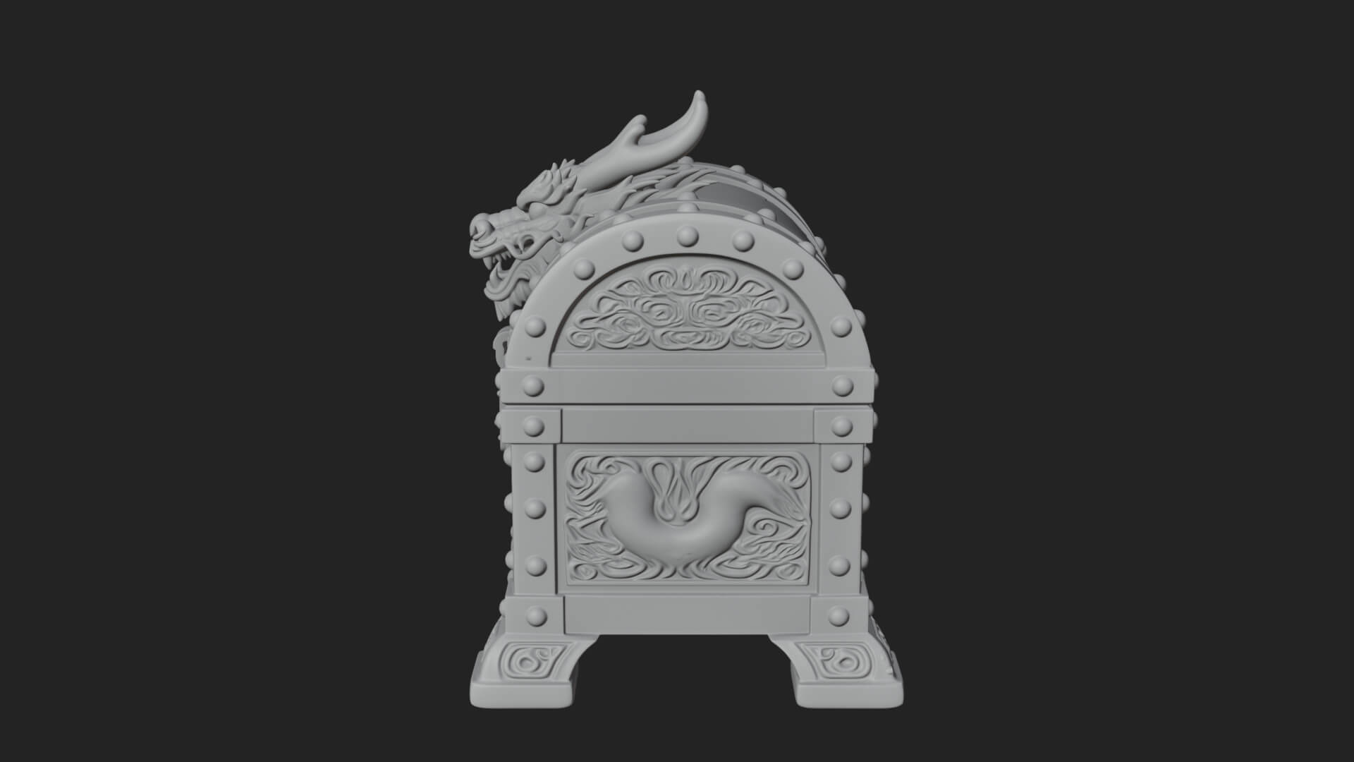 Dragon Head Treasure Chest Model Design 3 3D Print Model 3D Model