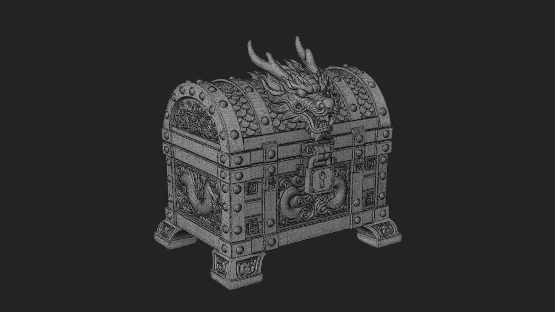 Dragon Head Treasure Chest Model Design 3 3D Print Model 3D Model